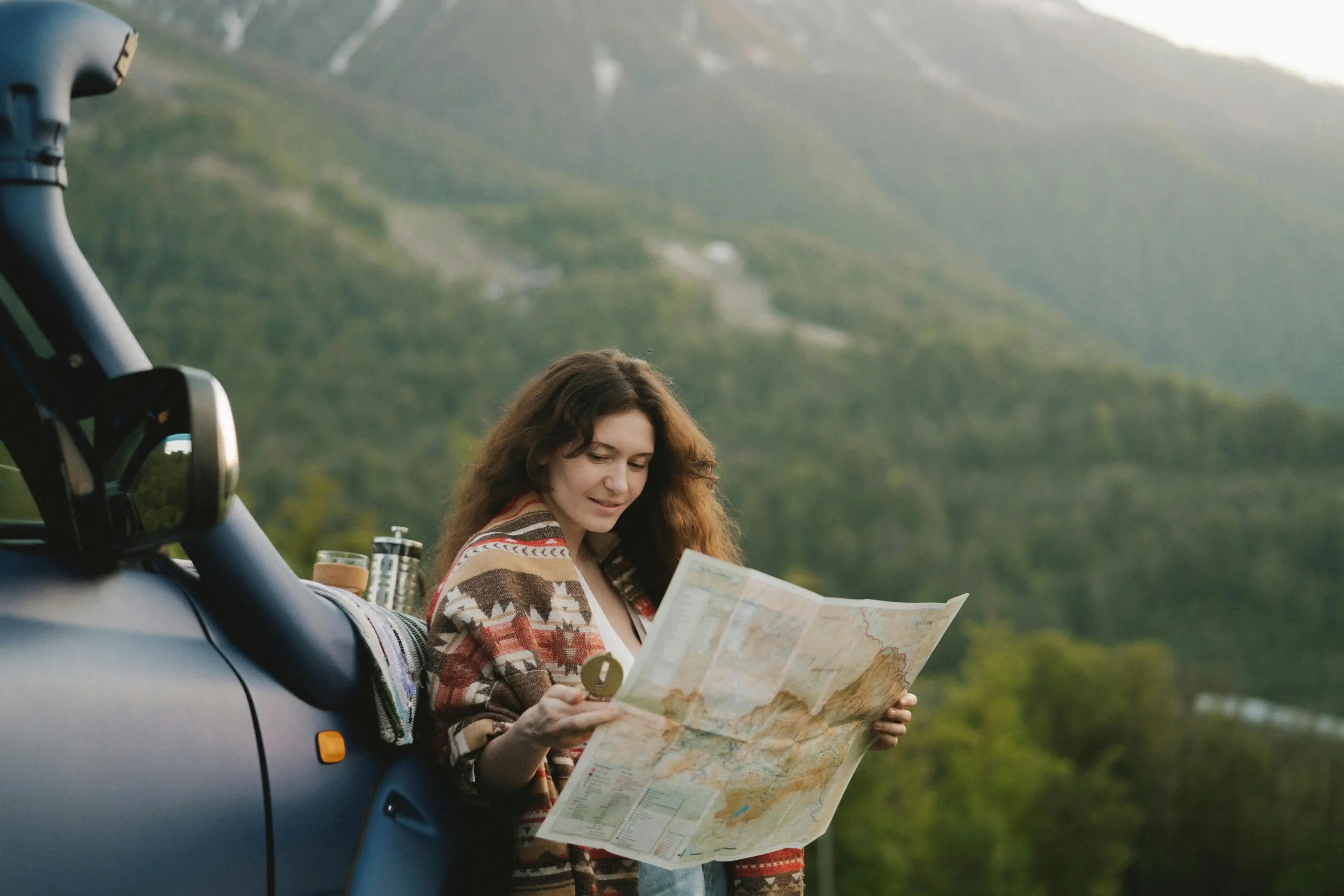 Planning a road trip in Morocco with map and car keys